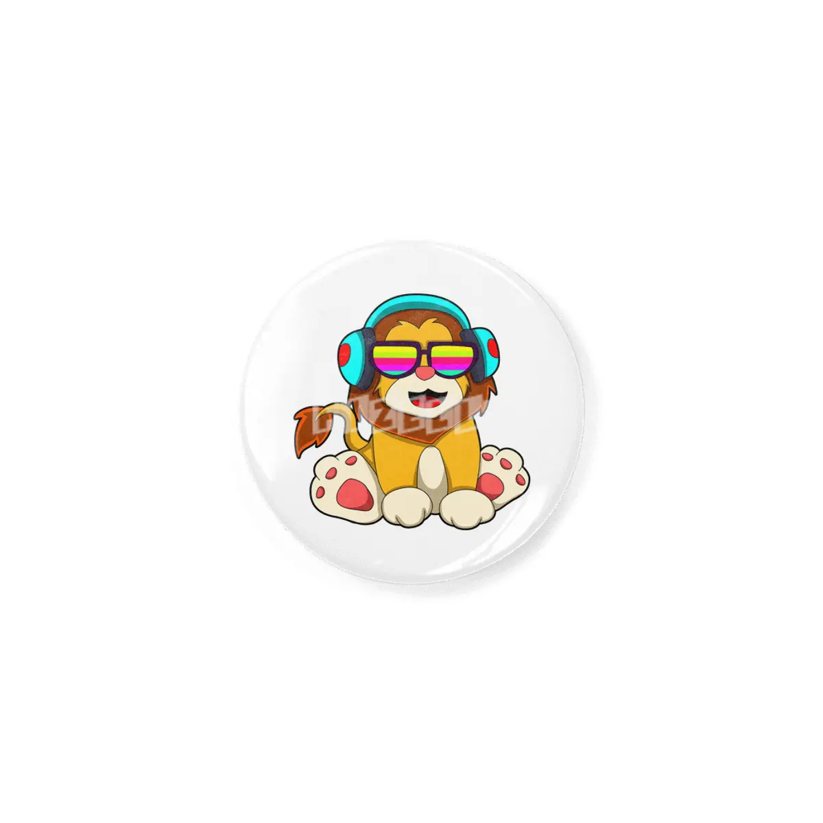 Lion at Music with Headphone & Glasses Rozet