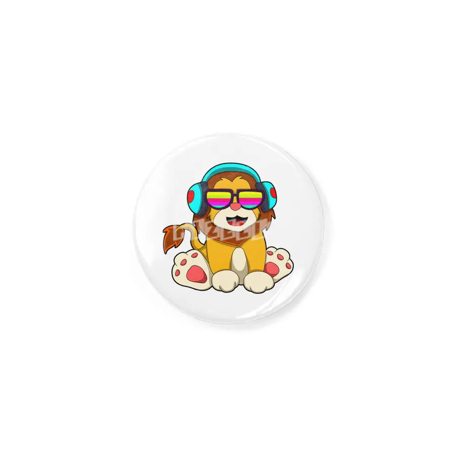 Lion at Music with Headphone & Glasses Rozet