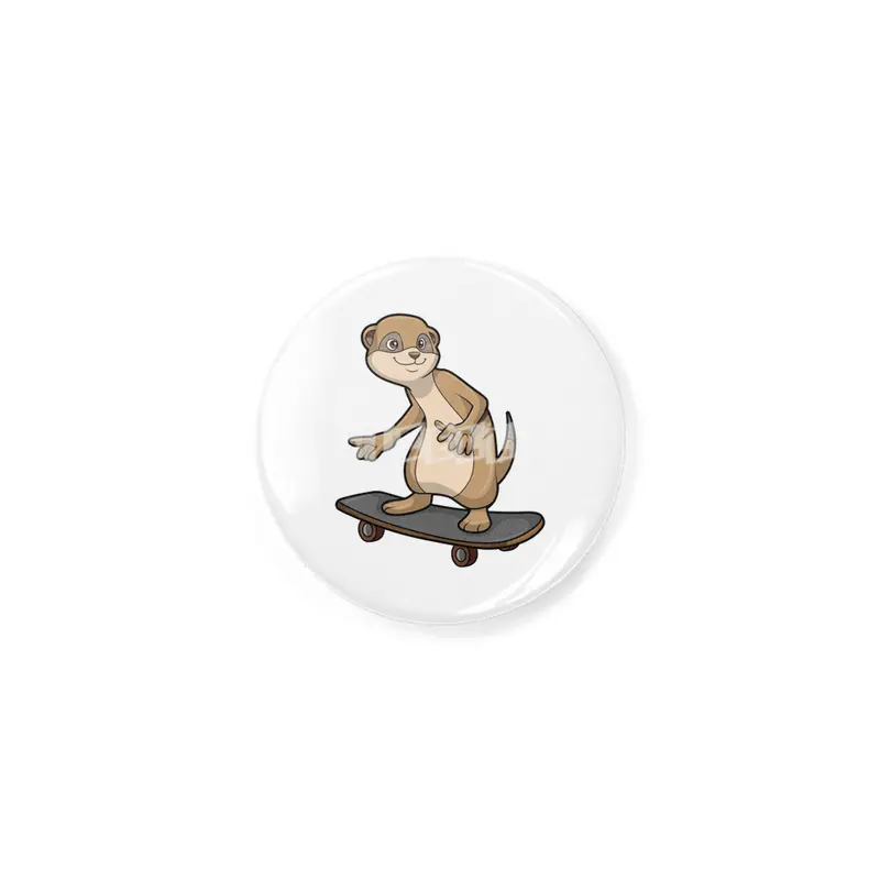 Meerkat as Skater with Skateboard Rozet