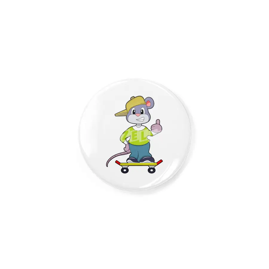 Mouse as Skater with Skateboard Rozet
