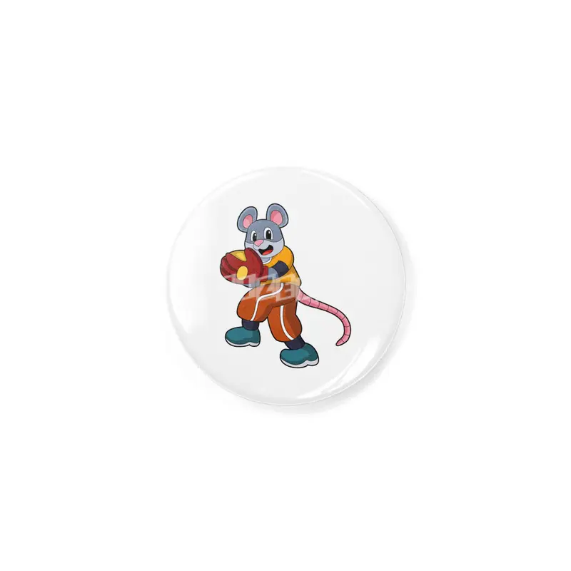 Mouse at Baseball with Baseball glove Rozet