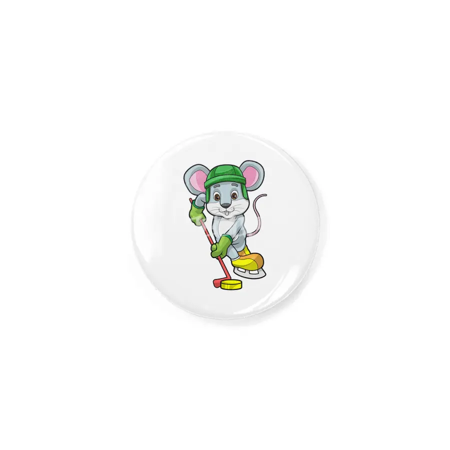 Mouse at Ice hockey with Ice hockey stick Rozet