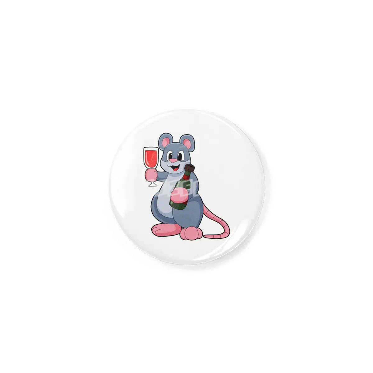 Mouse with Glass of Wine & Bottle Wine Rozet