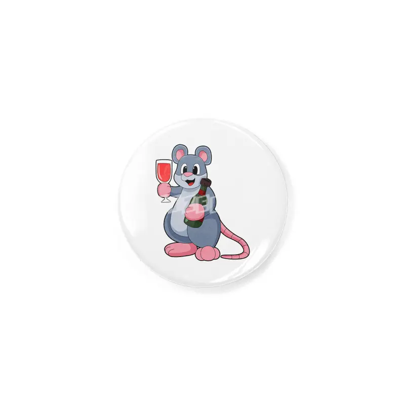 Mouse with Glass of Wine & Bottle Wine Rozet