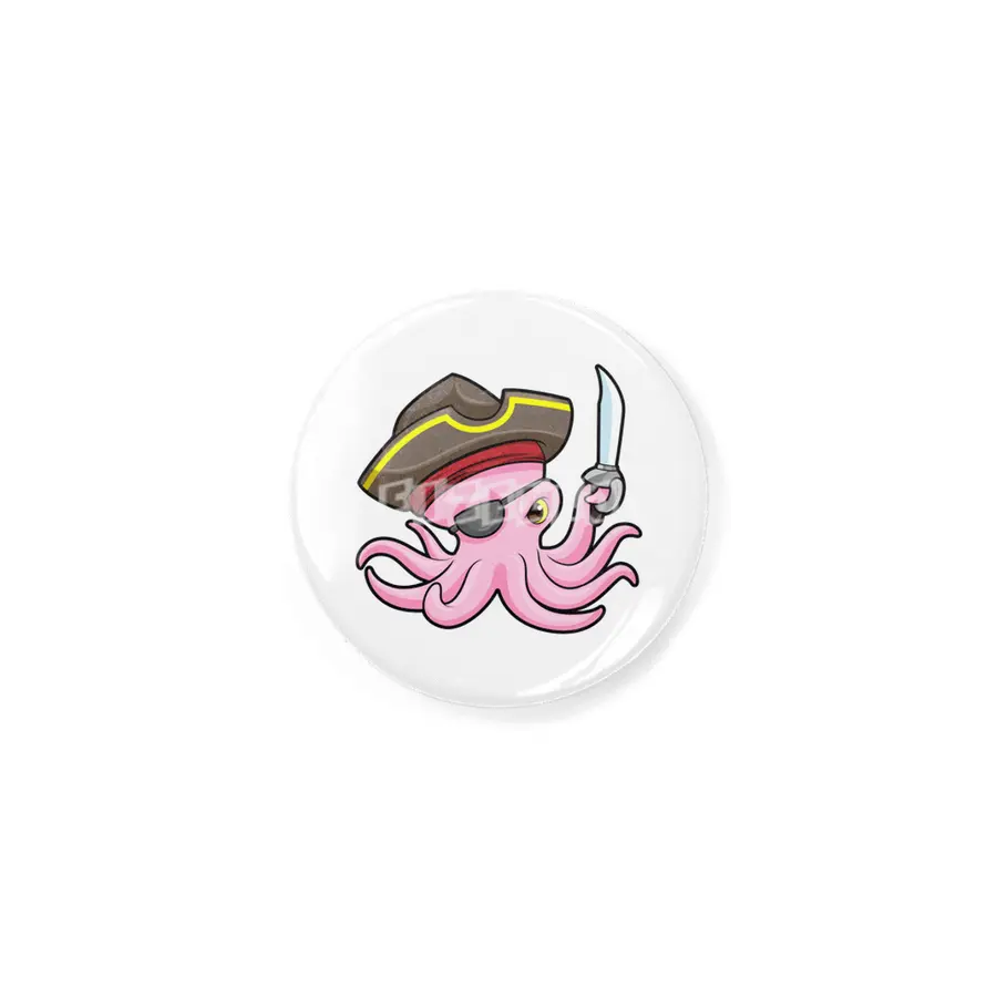 Octopus as Pirate with Saber & Eye patch Rozet