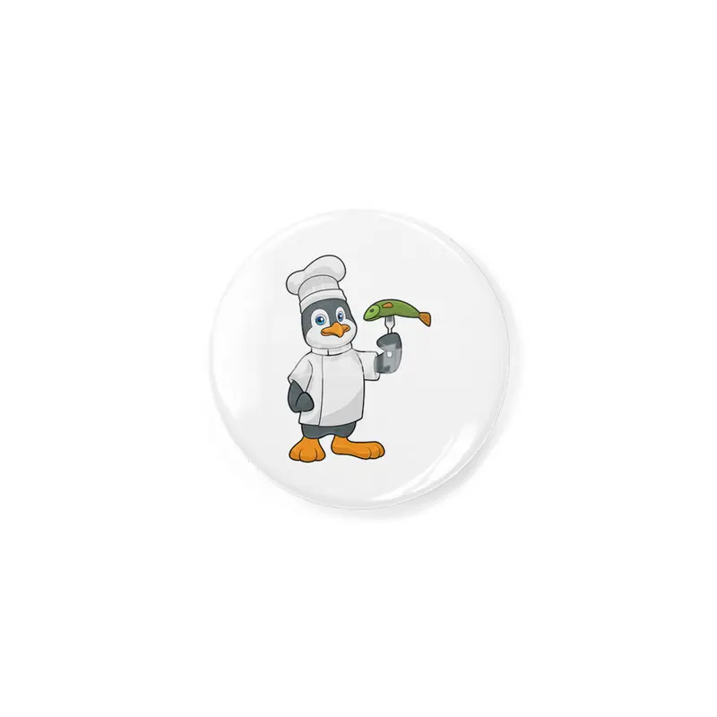 Penguin as Cook with Fish & Cooking apron Rozet