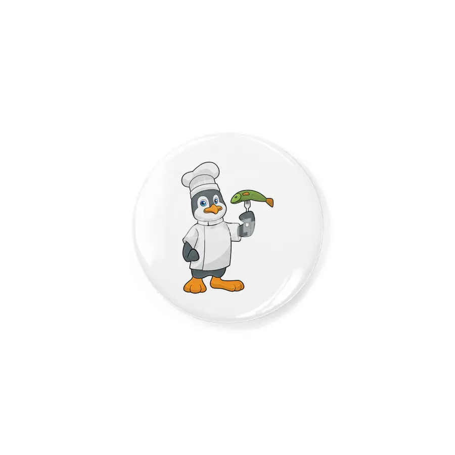 Penguin as Cook with Fish & Cooking apron Rozet