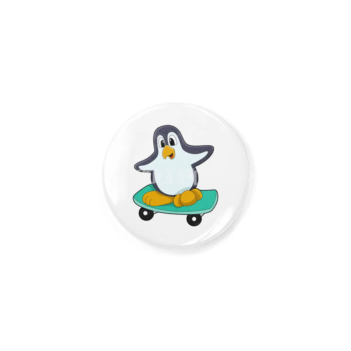 Penguin as Skater on Skateboard Rozet
