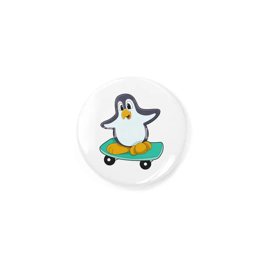 Penguin as Skater on Skateboard Rozet