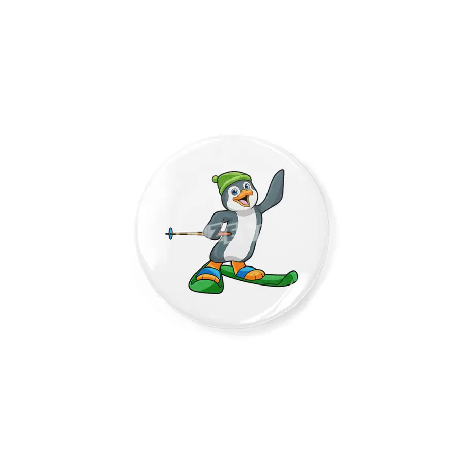 Penguin as Skier with Ski & Cap Rozet