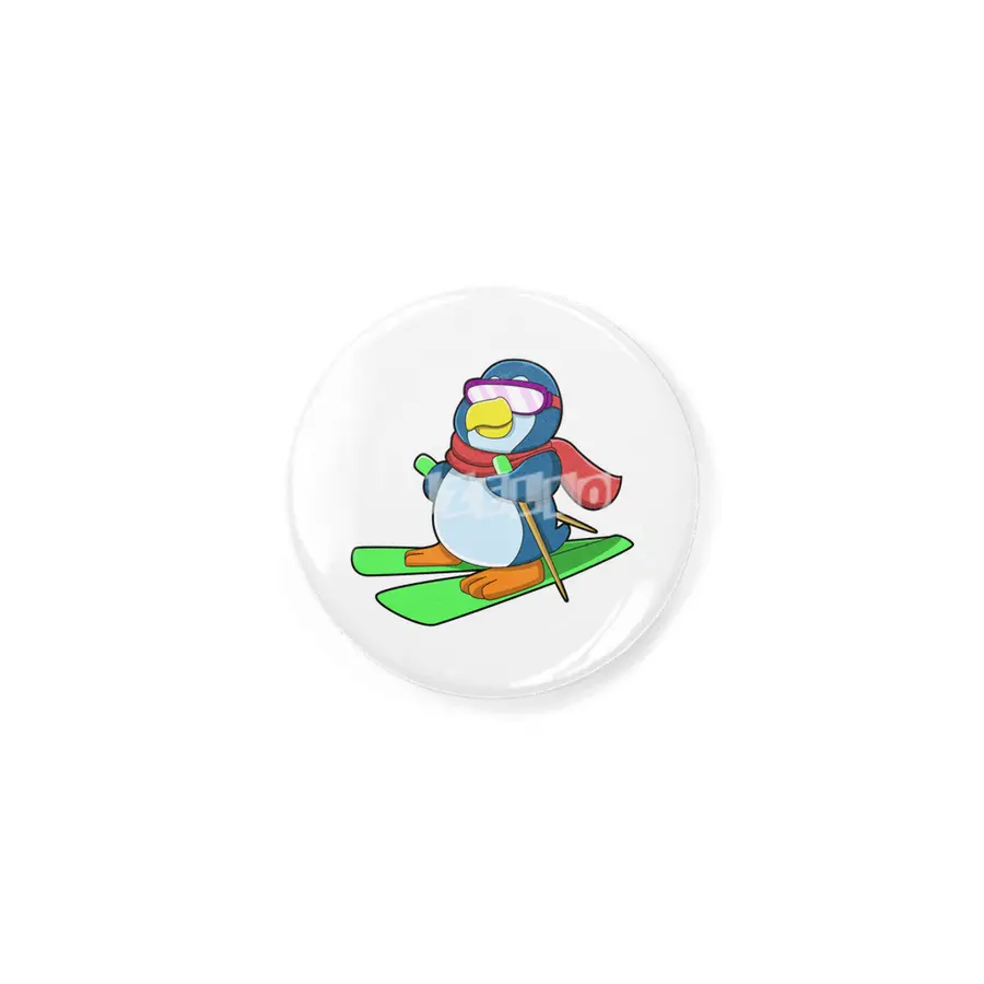 Penguin as Skier with Ski Scarf & Sunglasses Rozet