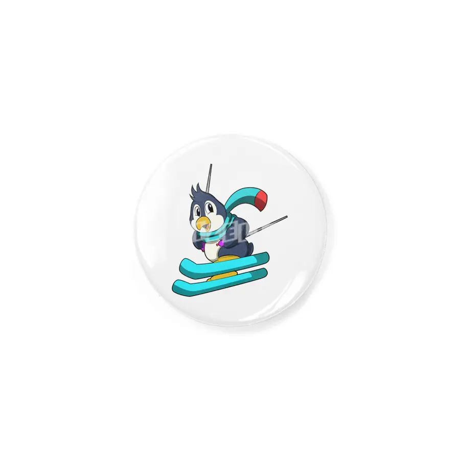 Penguin as Skier with Skis Rozet