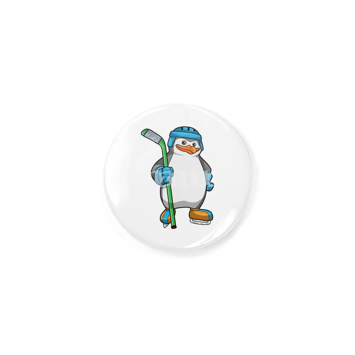 Penguin at Ice hockey with Ice hockey stick Rozet