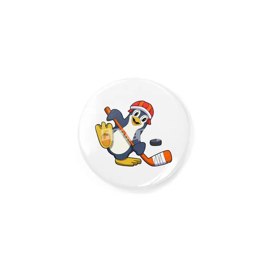 Penguin at Ice hockey with Ice hockey stick & Cap Rozet