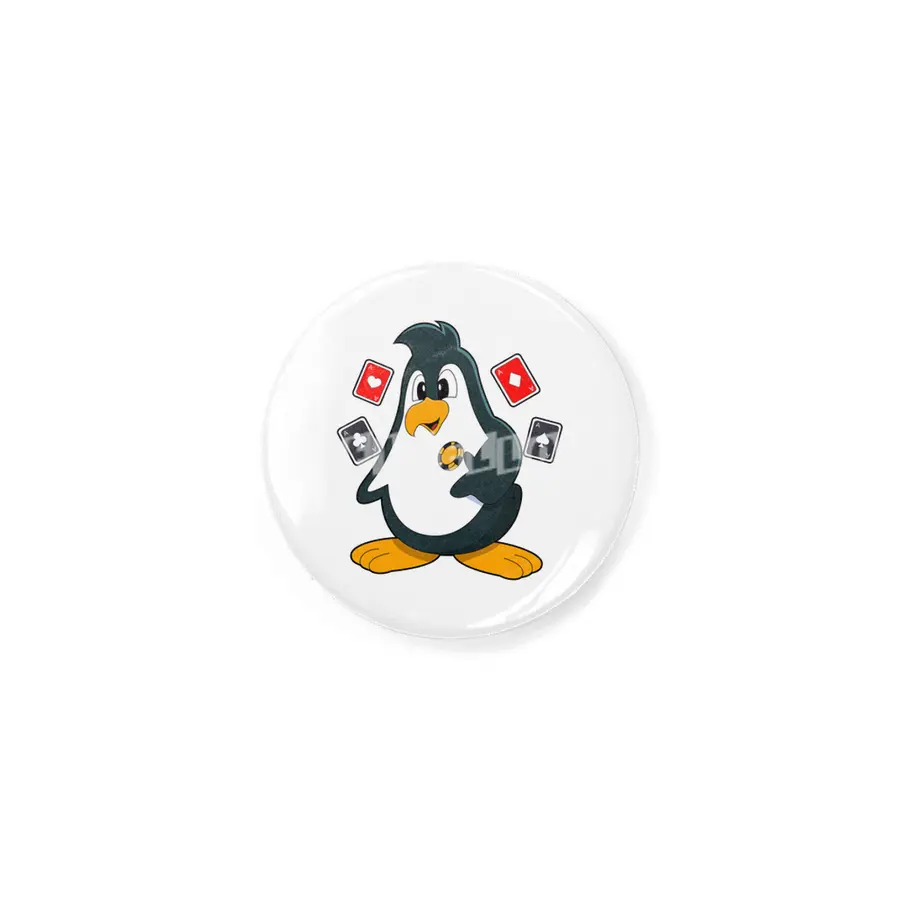 Penguin at Poker with Poker cards Rozet