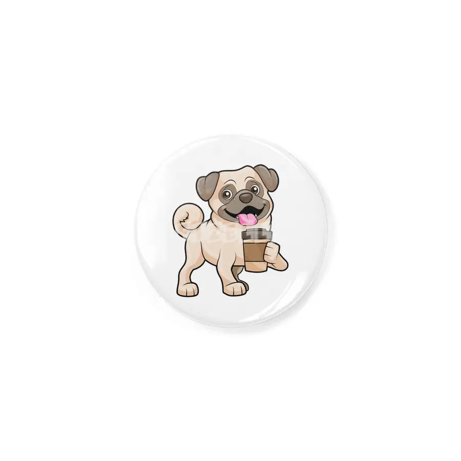 Pug with Coffee to go Rozet