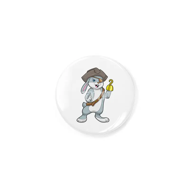 Rabbit as Pirate with Hook hand & Pirate hat Rozet