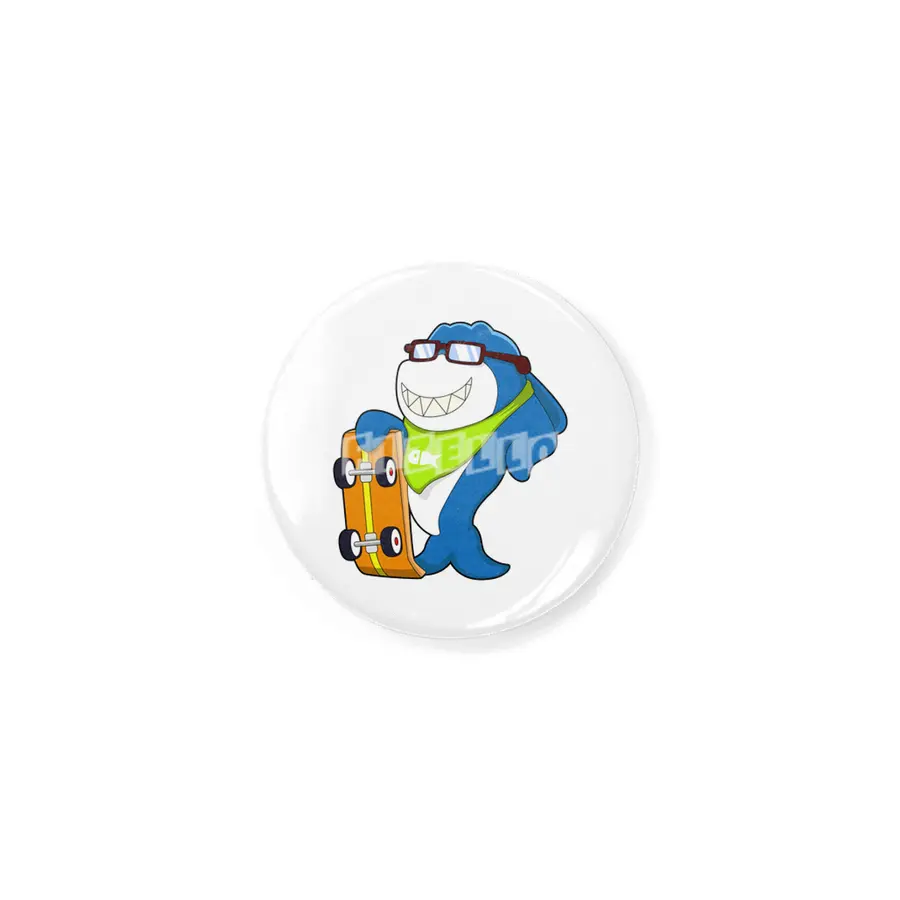 Shark as Skater with Skateboard Rozet