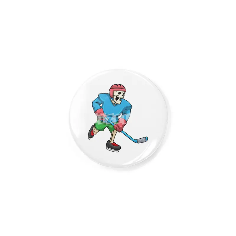 Skeleton at Ice hockey with Ice hockey stick Rozet