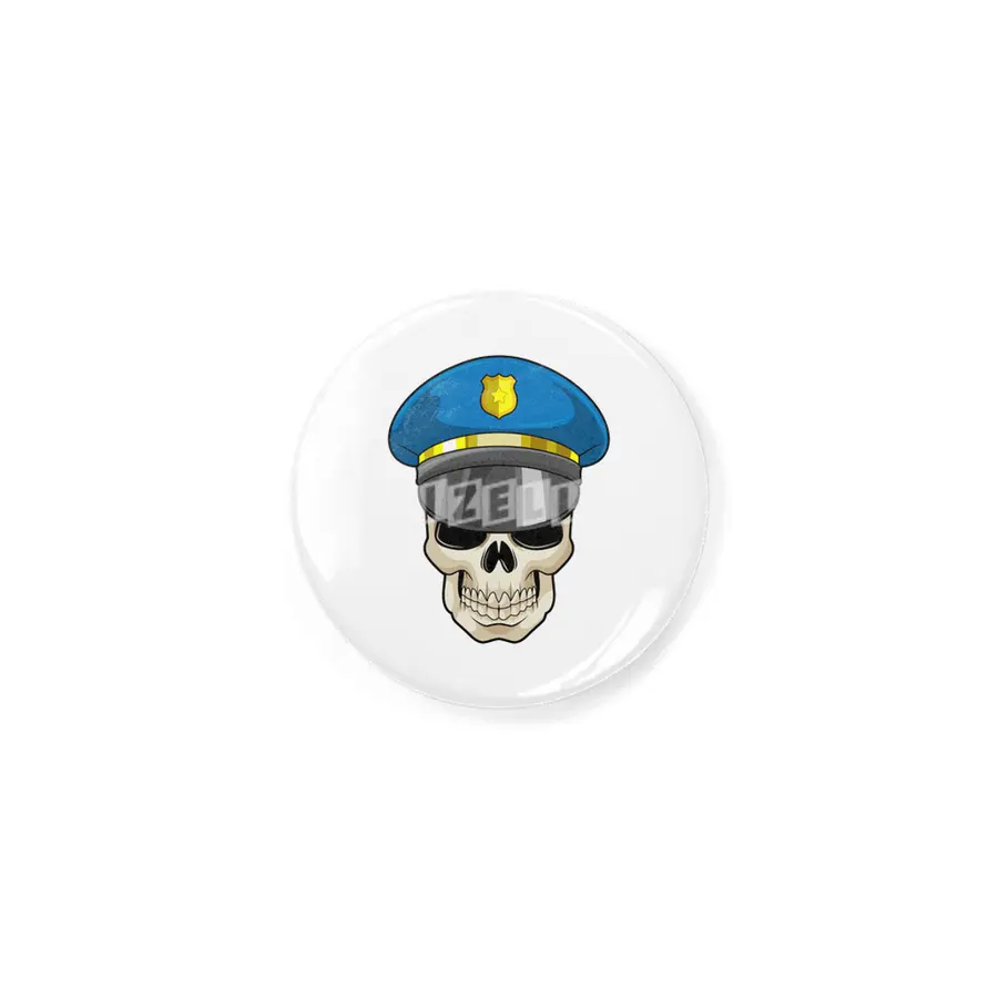Skull as Police officer with Police hat Rozet