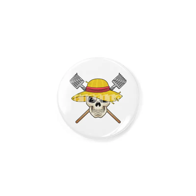 Skull with Hat as Farmer with Rake Rozet