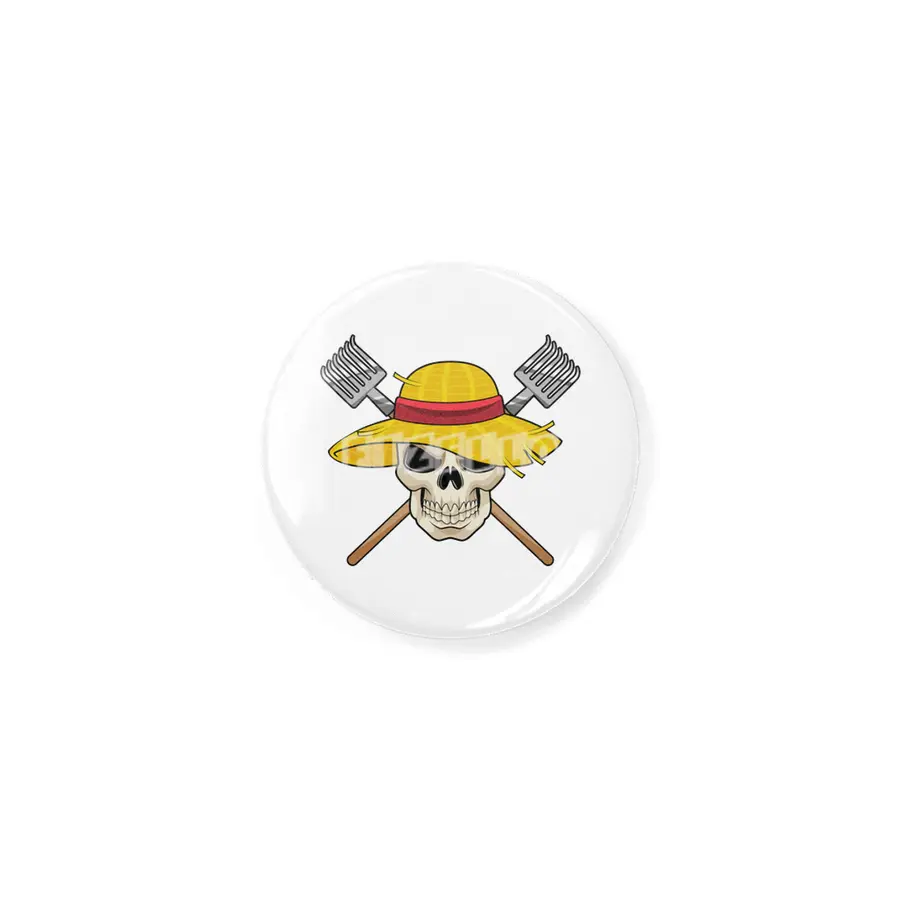 Skull with Hat as Farmer with Rake Rozet