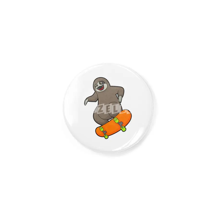 Sloth as Skater with Skateboard Rozet