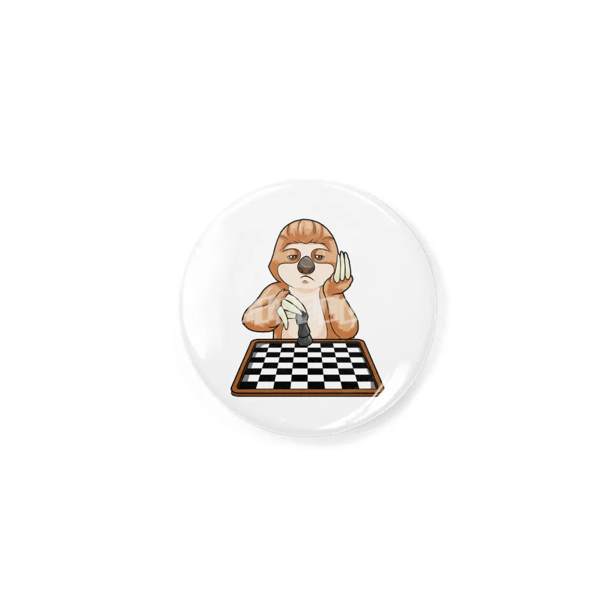 Sloth at Chess with Chess board Rozet