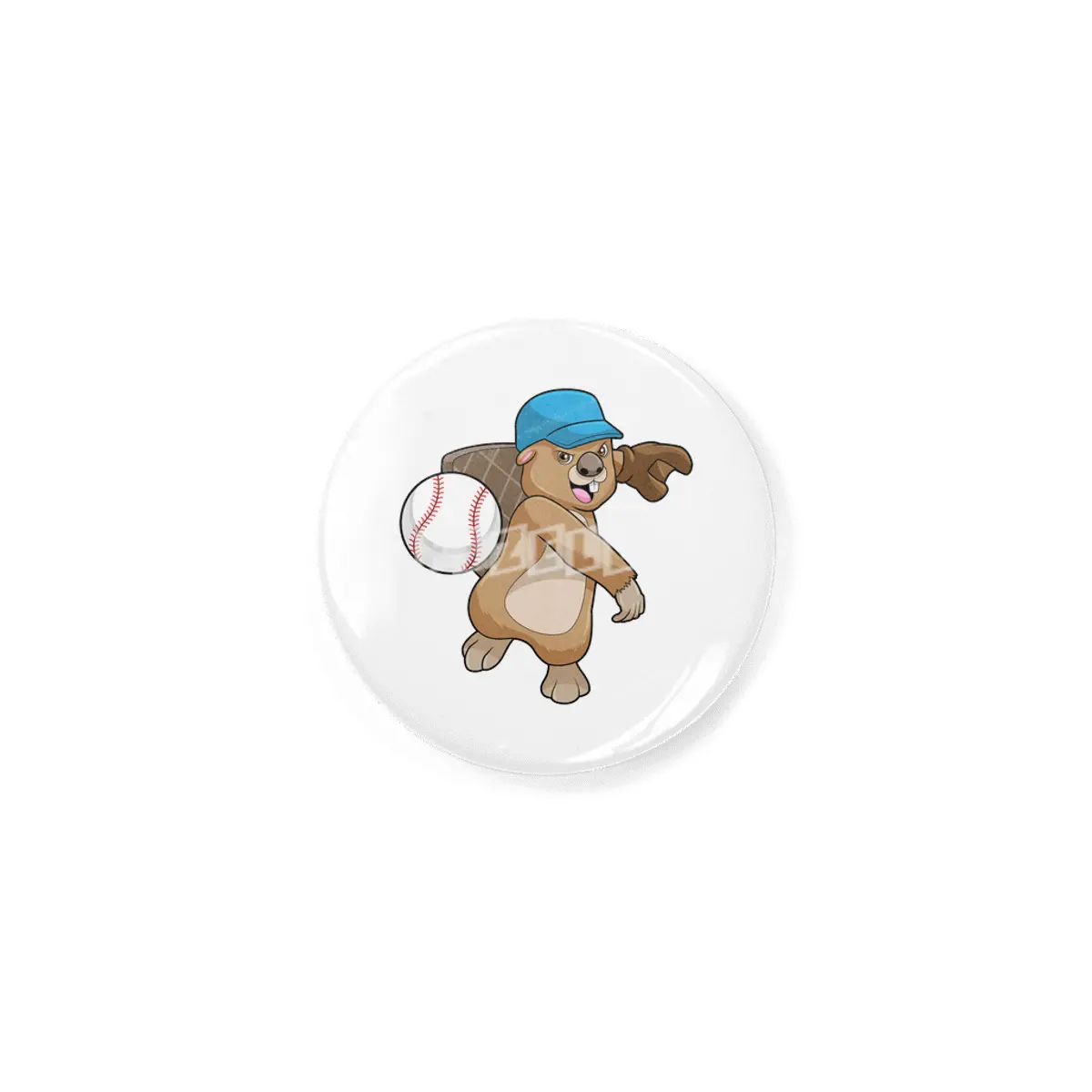 Beaver at Baseball Sports with Cap Rozet