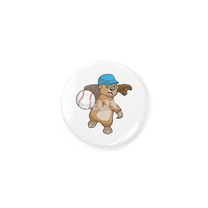 Beaver at Baseball Sports with Cap Rozet