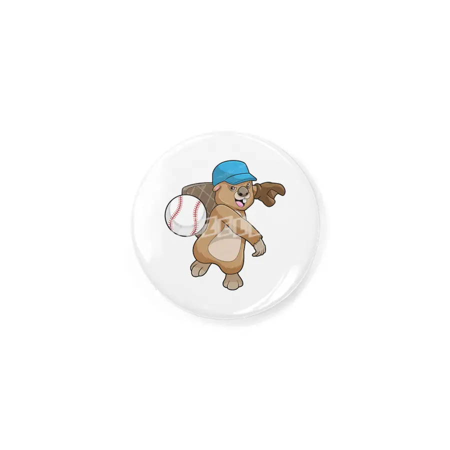 Beaver at Baseball Sports with Cap Rozet