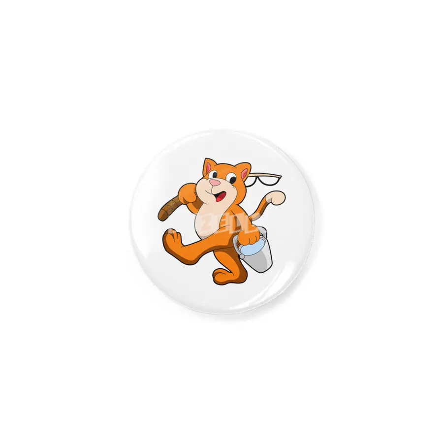 Cat as Angler with Fishing rod & Bucket of Water Rozet