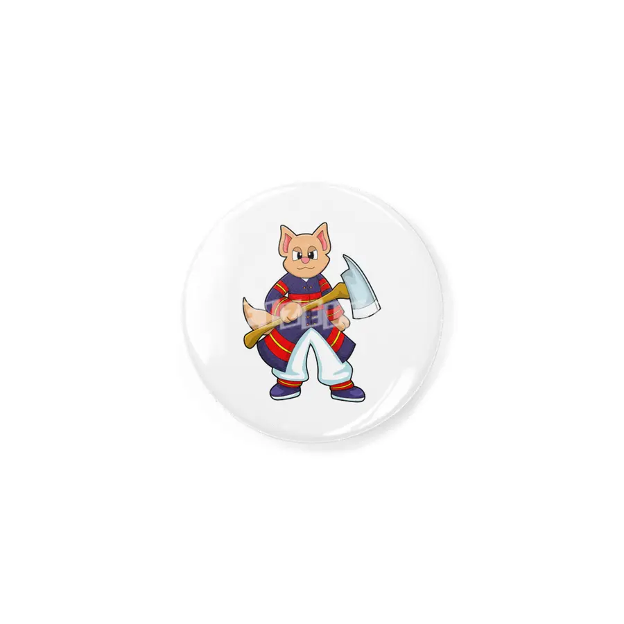 Cat as Firefighter at Fire department with Axe Rozet