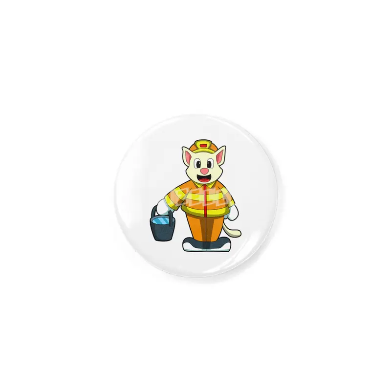 Cat as Firefighter with Bucket of Water Rozet