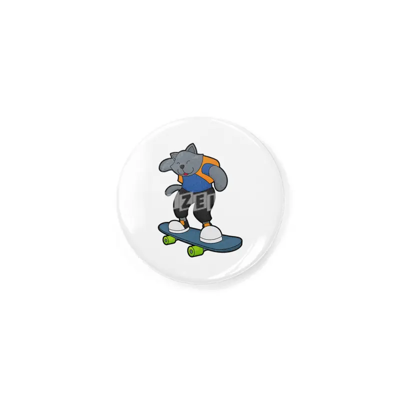 Cat as Skateboarder with Skateboard Rozet