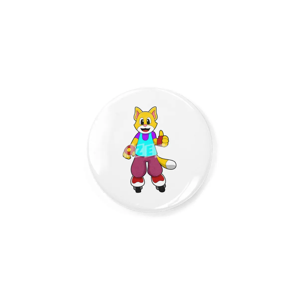 Cat as Skater with Inline skates Rozet