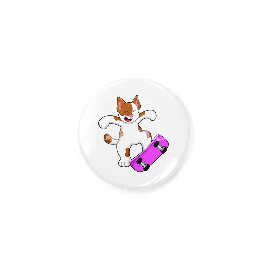 Cat as Skater with Skateboard Rozet