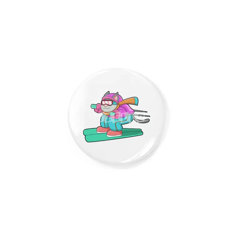 Cat as Ski jumper with Ski & Ski goggles Rozet