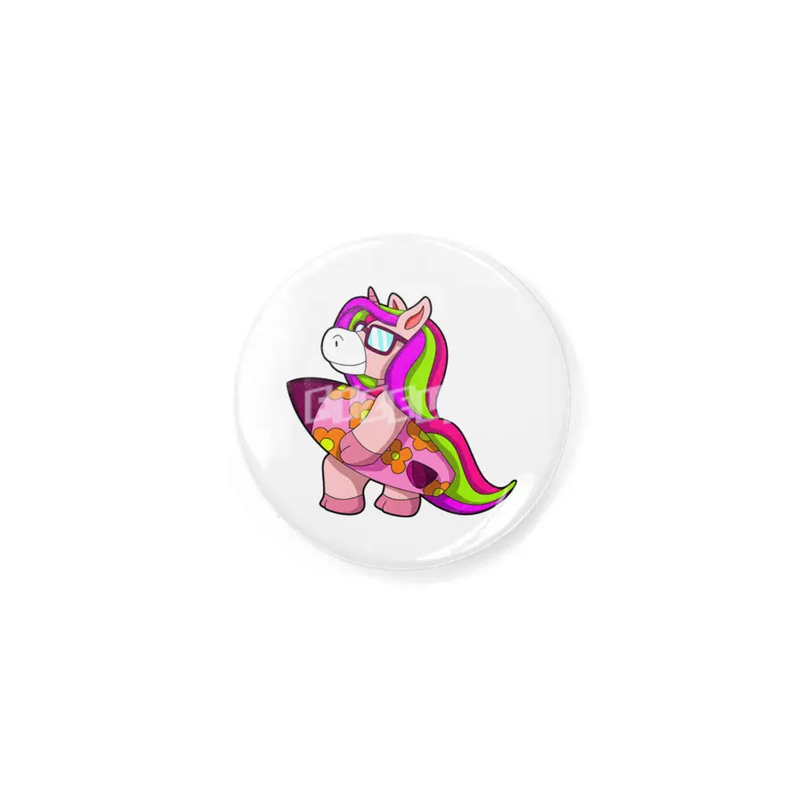 Unicorn as Surfer with Surfboard & Sunglasses Rozet