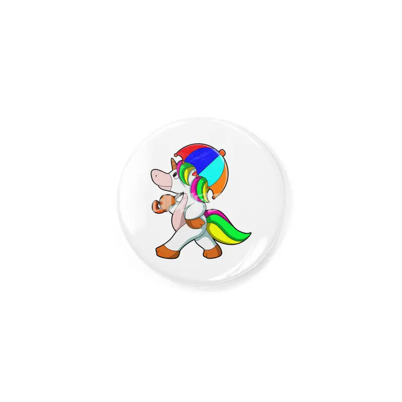Unicorn with colorful Umbrella Rozet
