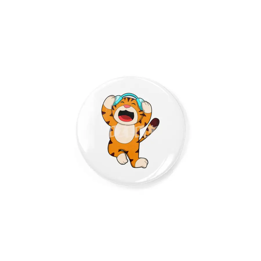 Tiger at Music with Headphone Rozet