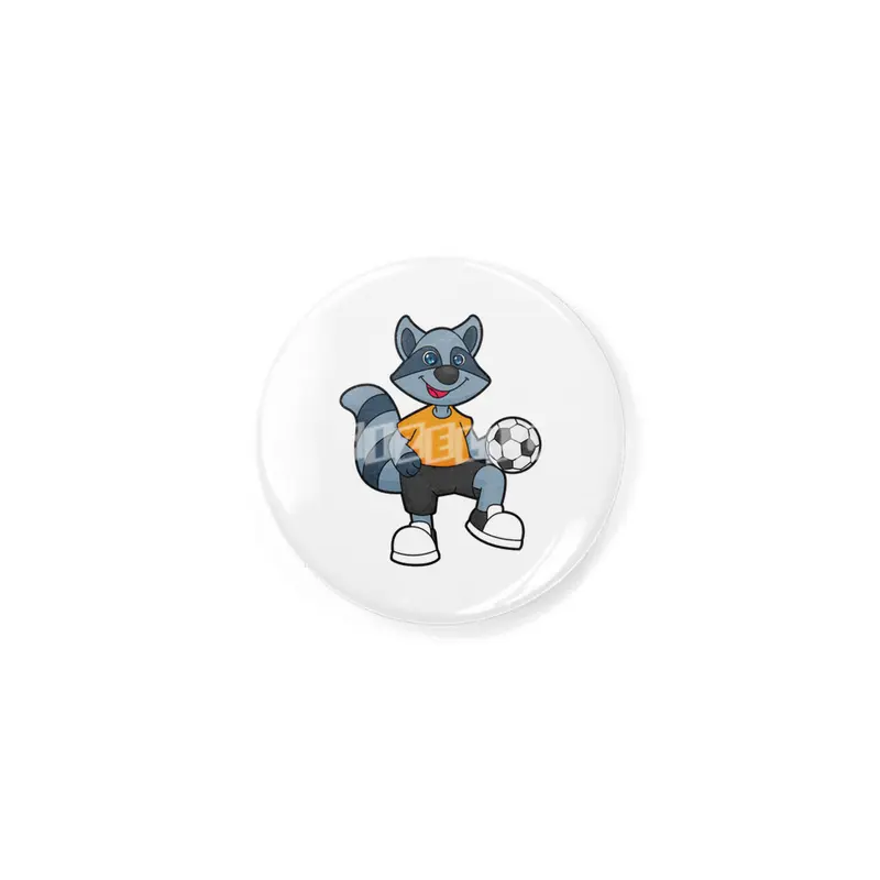 Racoon as Soccer player with Soccer ball Rozet