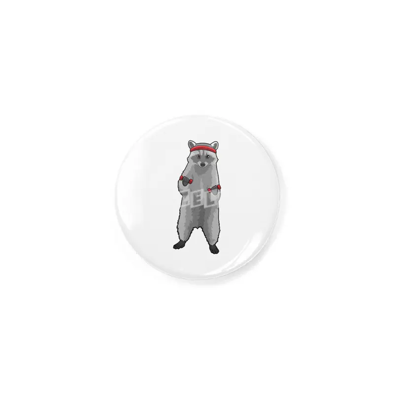 Racoon at Fitness with Dumbbells Rozet