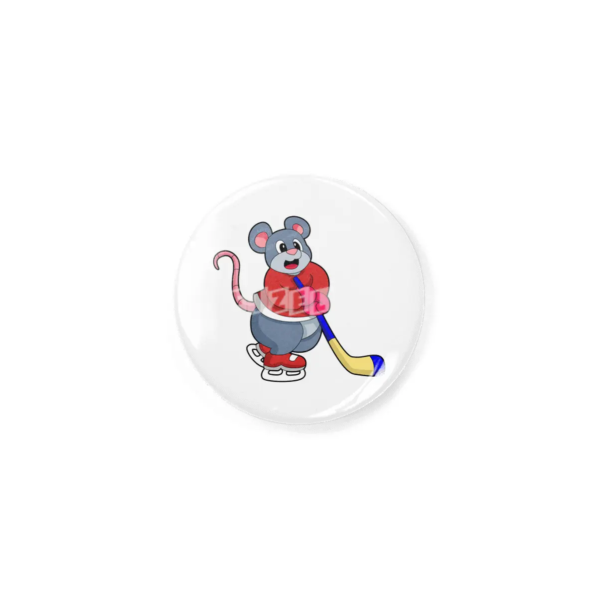 Rat at Ice hockey with Ice hockey stick Rozet
