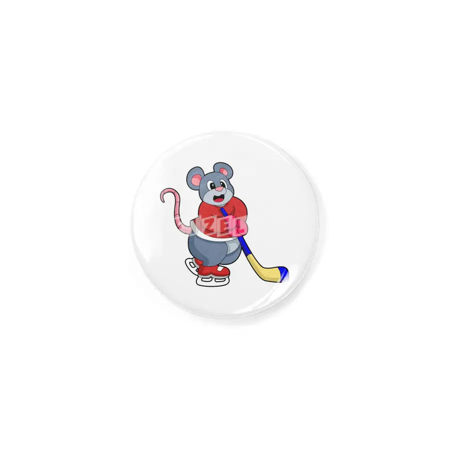 Rat at Ice hockey with Ice hockey stick Rozet