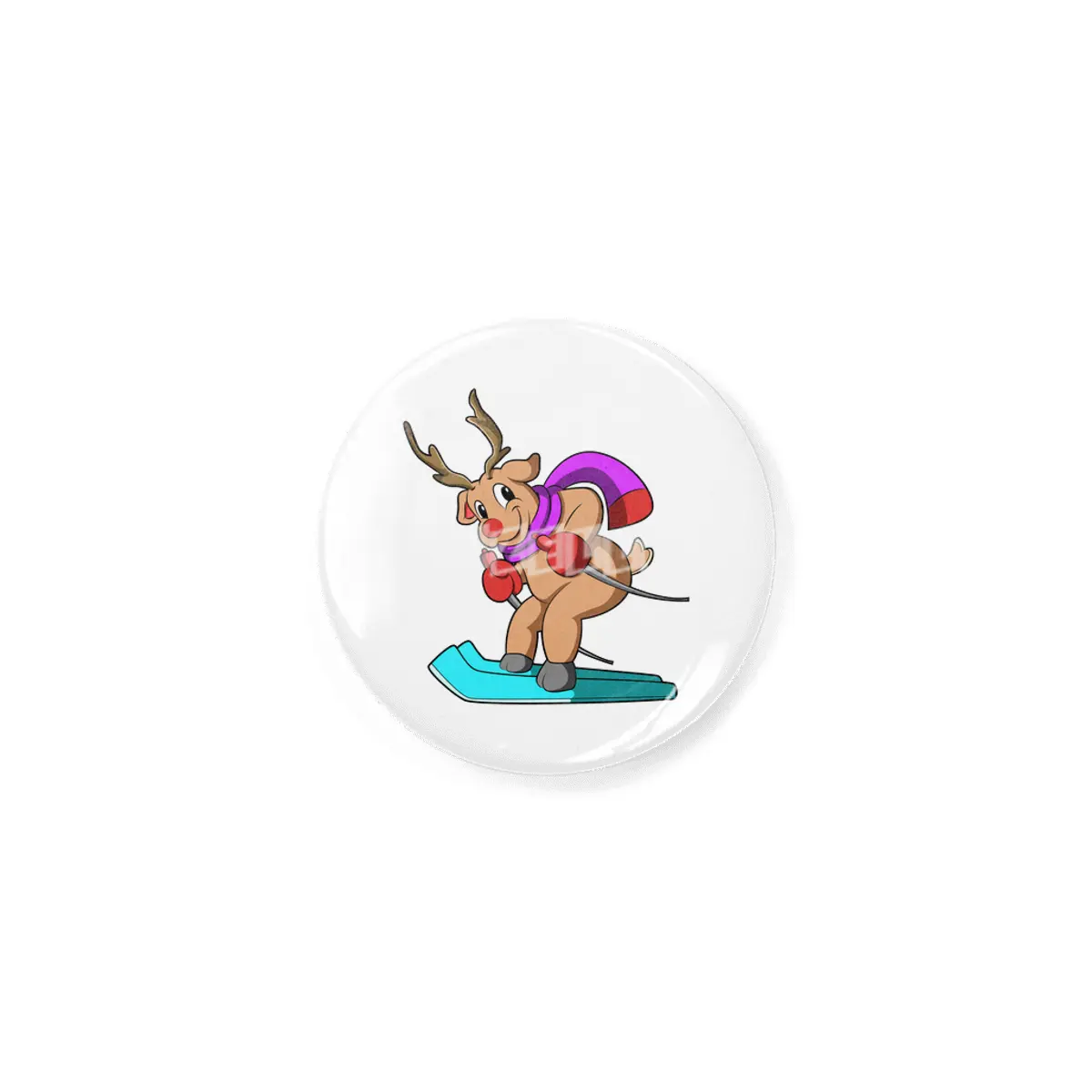 Reindeer as Skier with Skis Rozet