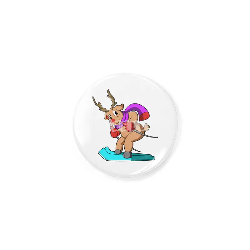 Reindeer as Skier with Skis Rozet