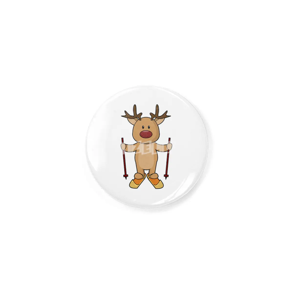 Reindeer as Skier with Skis and Ski poles Rozet