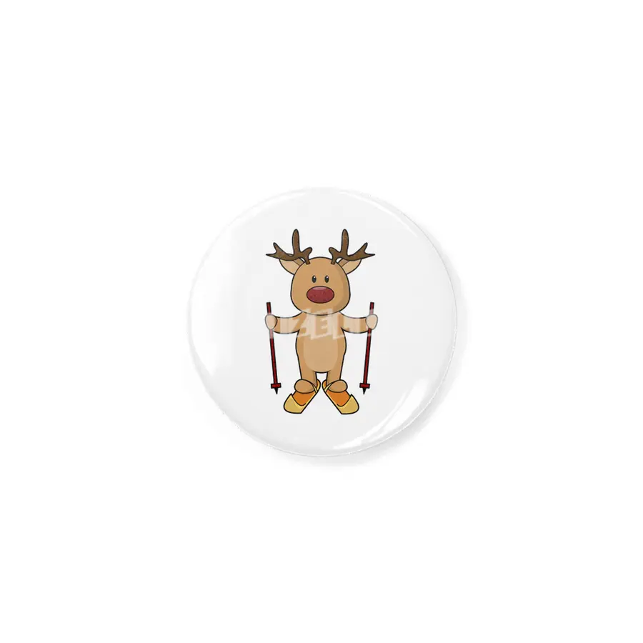 Reindeer as Skier with Skis and Ski poles Rozet