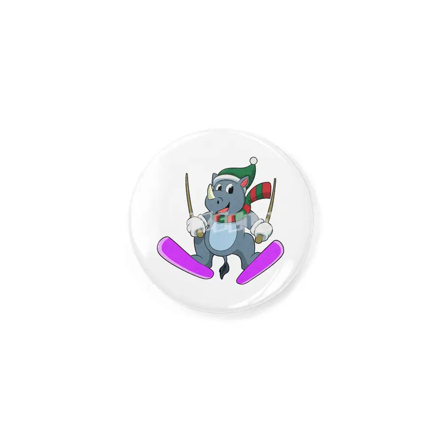 Rhino as Ski jumper with Skis & Scarf Rozet